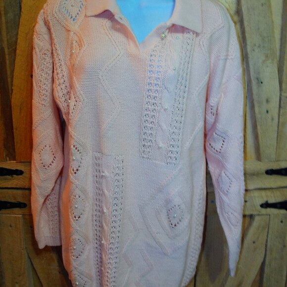 Vintage Pierre Cardin Women's knit pullover sweater - peach size small - Picture 1 of 6